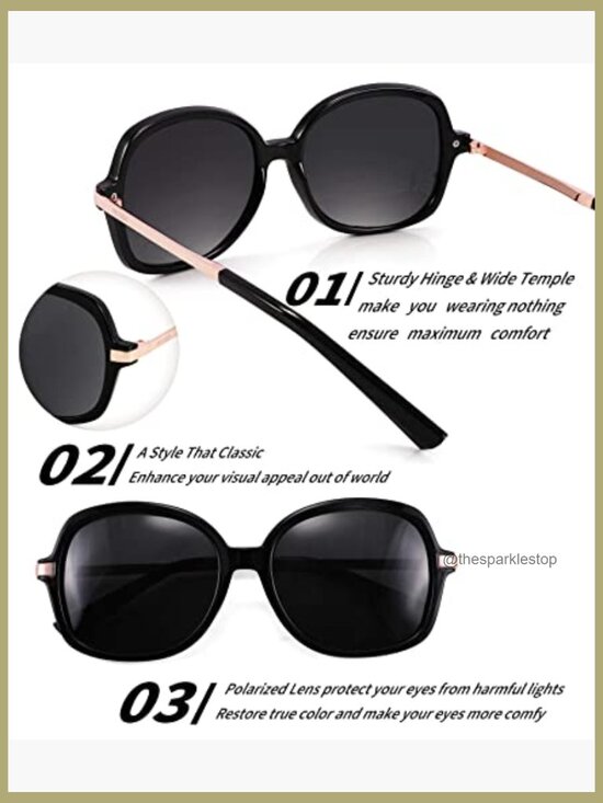 Classic Polarized Square Sunglasses with Plastic Frames and Metal Temples main image 4